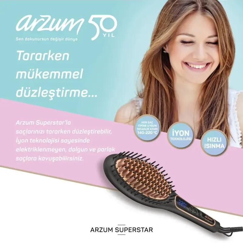 ARZUM AR5036 Superstar Saç Düzleştirici Fırça