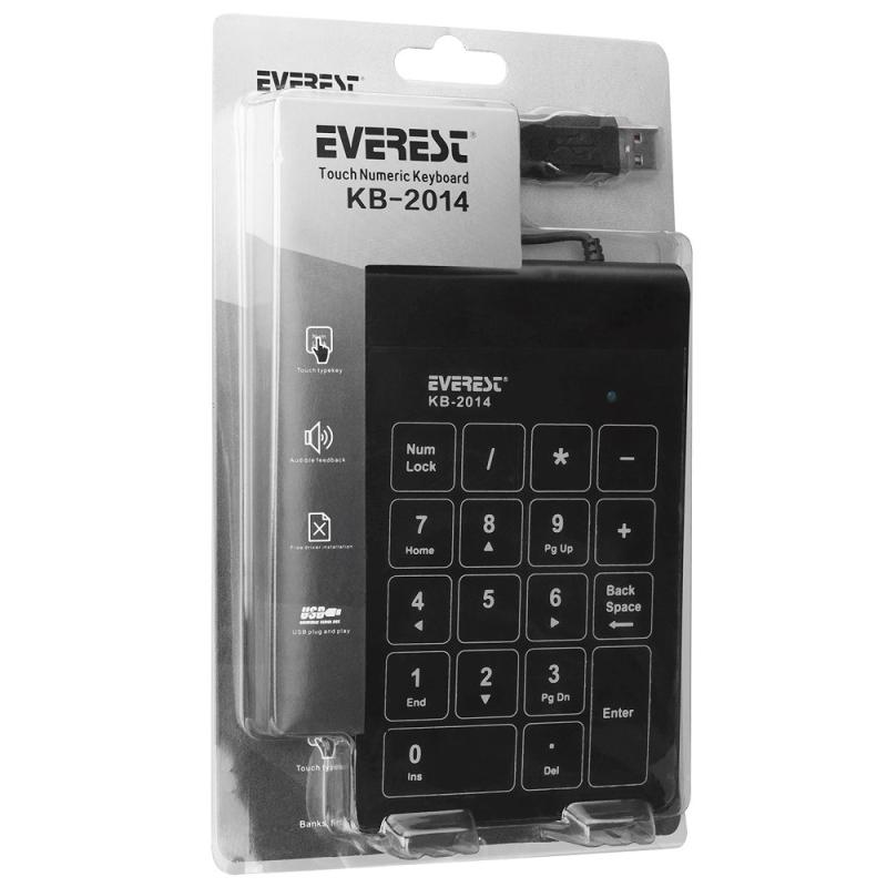 EVEREST KB-2014 NUMERİK DOKUNMATİK KABLOLU KLAVYE-SİYAH