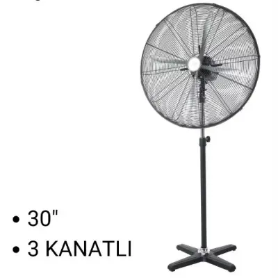 Queen 30'' 3 Kanatlı Sanayi Tipi Vantilatör, Siyah F30